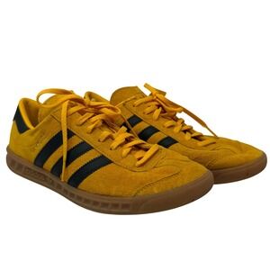 Adidas Hamburg Sneakers Men 8.5 Yellow Black Suede Gum Sole FX5673